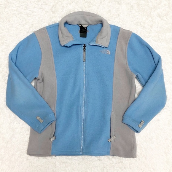 The North Face Baby Blue Fleece Jacket Girls Sz L - Picture 1 of 10